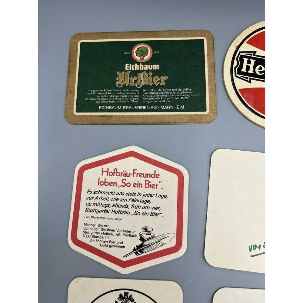 German Beer Mats Bier Lot of 14 European Coasters Pub Man Cave Job Lot Used